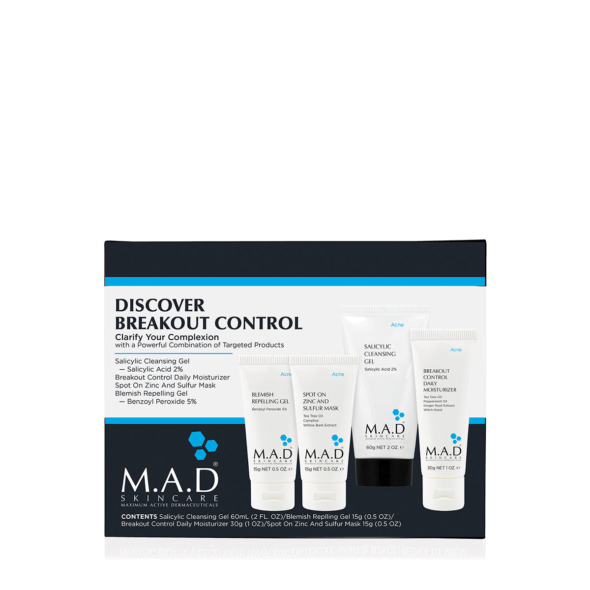 MAD Discovery Breakout Control Acne Kit. Incluye 4 productos